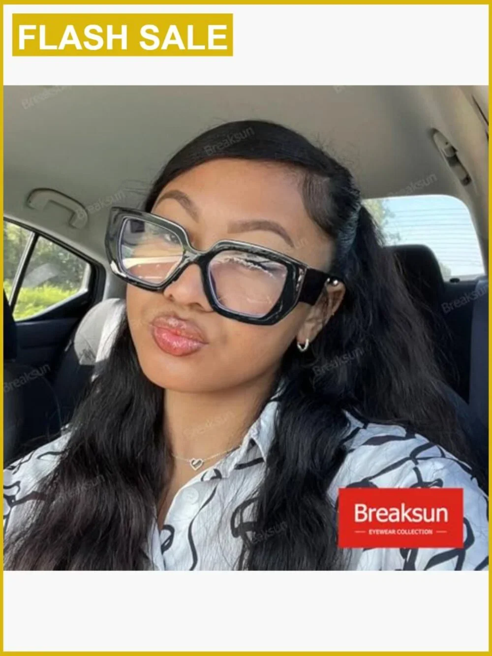 Thick Frame Oversized Square Blue Light Blocking Glasses